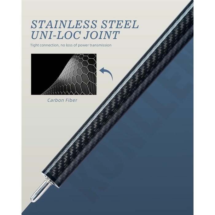 Білльярдний кий для брейків KONLLEN Heavy Hitter, карбоновий, з наконечником 12.9 мм, кий для удару, кий для пулу (KL-HH), 1/2 розділений, 3-х частинний кий для брейків та джампів, KL-HH Uniloc