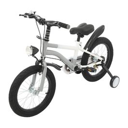 Дитячий велосипед 16 дюймів для дітей 5-8 років, регульований за висотою, з підставками та LED-ліхтариками, сірий