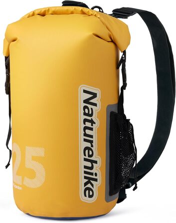 Водонепроникний рюкзак Naturehike Dry Bag – 25L/15L/10L. Сумка для каякінгу, човнів, риболовлі, рафтингу, плавання та сноубордингу (Жовтий 25L)