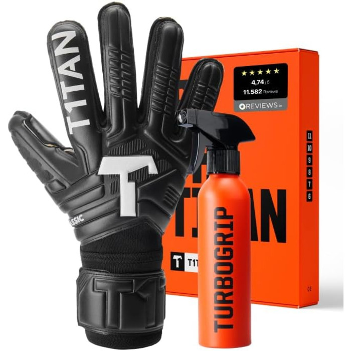 Воротарські рукавички T1TAN Classic 1.0 Black-Out без захисту пальців, футбольні рукавички для воротарів, різні розміри та кольори