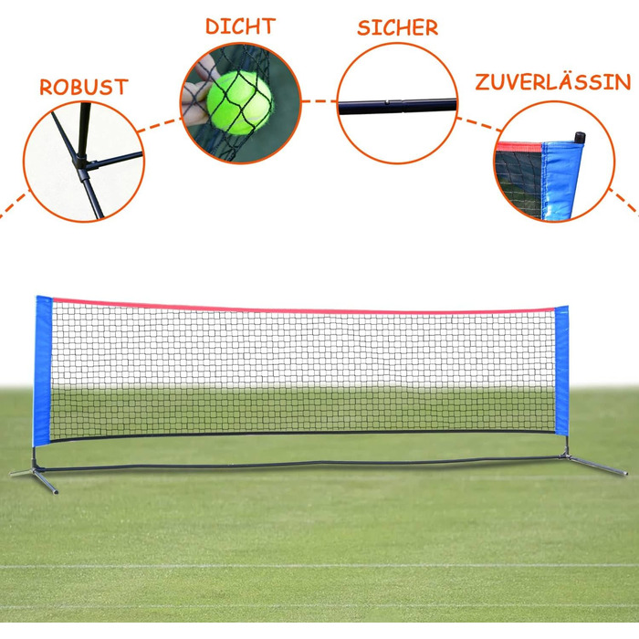 Мережа для бадмінтону Kapler регульована по висоті 90–160 см: мультиспортивна мережа 300x90–160 см для піклболу, волейболу та тенісу, для дітей та дорослих, з 2-ма федерболами та 2-ма тенісними м'ячами, портативна