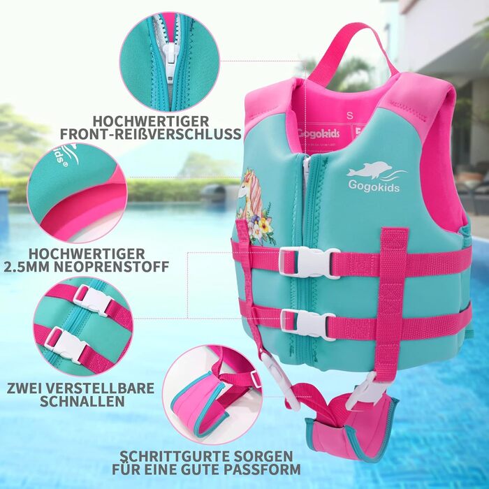 Дитяча жилетка для плавання Gogokids Float Jacket – рожева, для дітей 2-9 років (15-35 кг), S (2-3 роки)