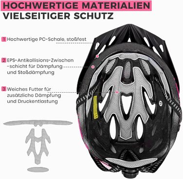 Дитячий велосипедний шолом Rosenrot, регульований, 50-55 см, для дітей 3-13 років, з візором