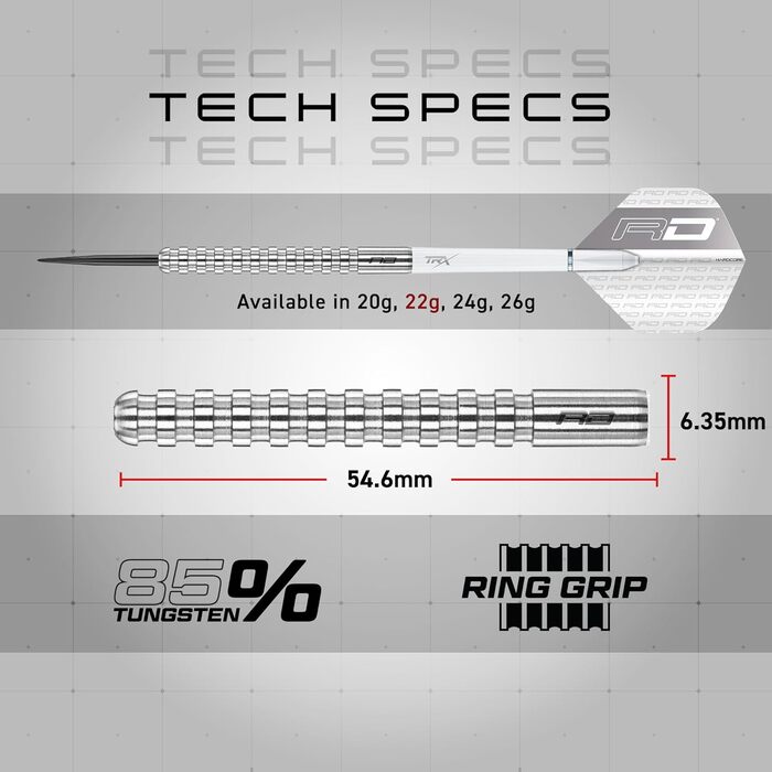 Дарти Red Dragon Javelin Original Tungsten - Професійні сталеві дротики з металевим вістрям, пір'ям та стержнями (20г, 22г, 24г, 26г)