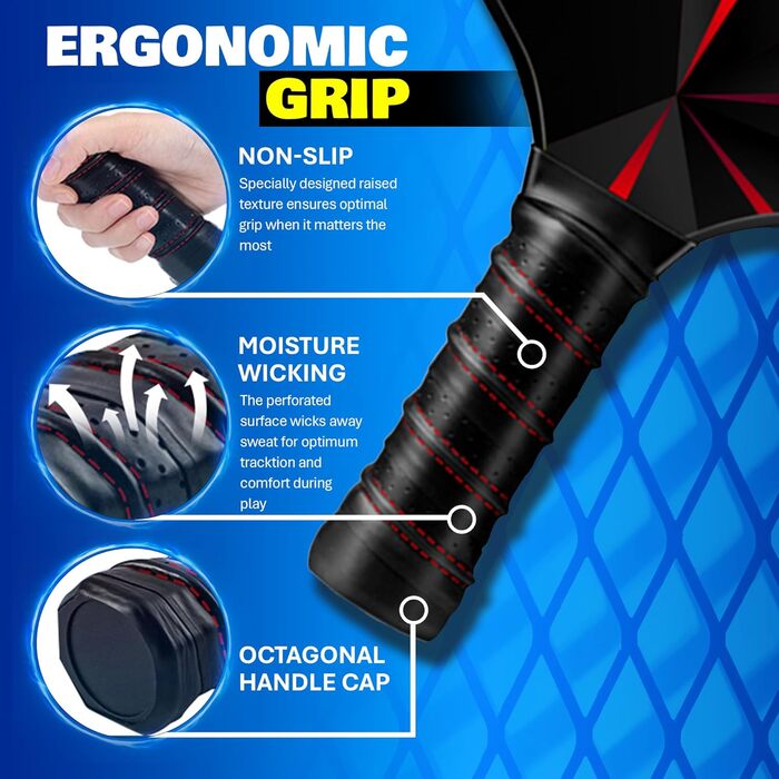 Набір ракет для піклболу 2 шт. – фіберглас, легкі ракетки з 4 м'ячами та сумкою, універсальний розмір