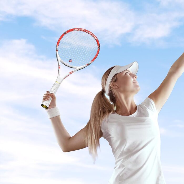 Набір тенісних ракеток для дорослих Pro Tennis (2 шт), 27 дюймів, для початківців та професіоналів, з сумкою, 3-ма м'ячами, віброгасителями та овергрипами, червоний