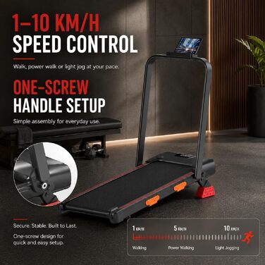 Складана бігова доріжка для дому та офісу 3.0HP з нахилом 10%, Walking Pad з LED-дисплеєм та пультом керування, до 10 км/год, макс. навантаження 136 кг