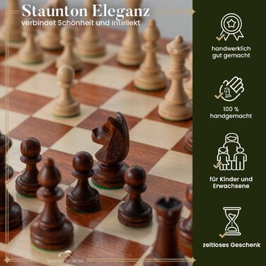 Шаховий набір Tournament NO. 7 | Master Of Chess | Розкішний шаховий стіл 50 см | Махагоні та Сикомор, високоякісне дерев'яне шахове дерево Staunton для всіх NO.7 Махагоні & Береза 50 см