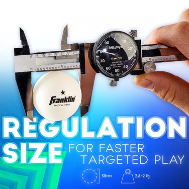 М'ячі для пінг-понгу Franklin Sports - Білі м'ячі для настільного тенісу - 38 мм, офіційний розмір та вага - Професійна якість One Star - Упаковка 6 шт.