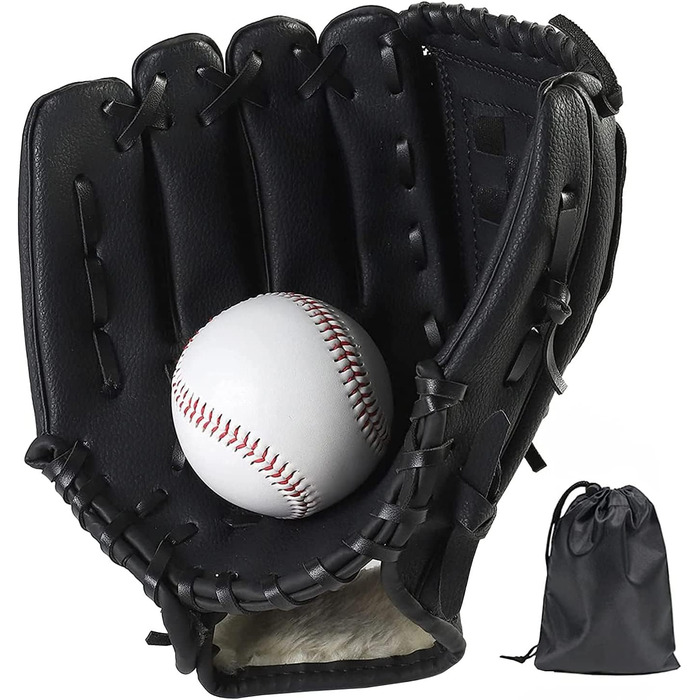Рукавиця для бейсболу та софтболу Rechte Hand (12.5 дюймів, чорна) - для дорослих, тренувальна/змагальна, потовщена, міцна