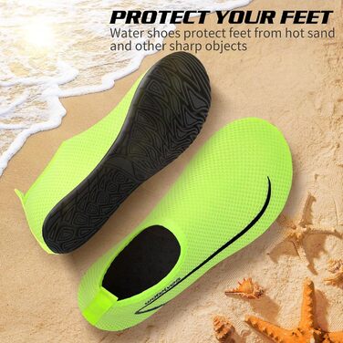 Водні черевики для плавання та відпочинку WateLves: дихаючі, швидковисихаючі, унісекс, 34-47 EU, світло-зелені