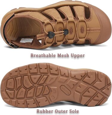 Чоловічі сандалі FLARUT літні для активного відпочинку та трекінгу, закритий носок, бежеві (46 EU)