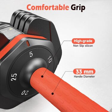 Регульовані гантелі з набором змінного обтяження 20/30/40/55/60/70/80 кг, 2 або 3 в 1: гантелі, штанга, гиря. Для домашнього фітнесу. Підходить для пар (11,3 кг кожна, загалом 22,7 кг)