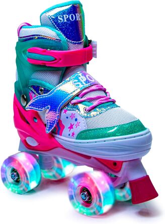 Дитячі ролики-хвіст русалки Scale Sports для дівчаток, регульовані, з підсвічуванням, розмір L (2.5-5 UK), м'ятно-рожеві