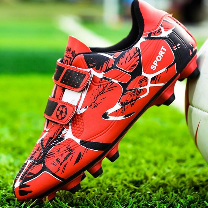 Дитячі футбольні бутси Kinder - червоні, унісекс, з кріпленням на липучці, для тренувань та гри на траві, розмір 34 EU