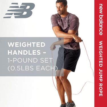Скакалка New Balance з обтяженням 1 фунт для чоловіків та жінок, регульована довжина, для фітнесу та тренувань