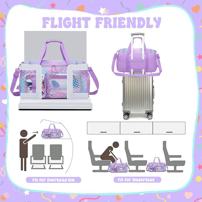 Дитяча спортивна сумка HTgroce Meerjungfrau з відділенням для взуття - ідеальна для танців, балету та подорожей