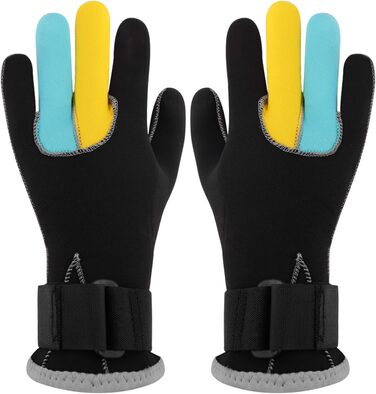 IPENNY Рукавички для дайвінгу з неопрену, 1.5/3 мм, антиковзаючі, для дайвінгу, серфінгу, плавання, снорклінгу, вітрильного спорту, каякінгу, терморукавички для дорослих та підлітків (3 мм, жовтий+синій, L)