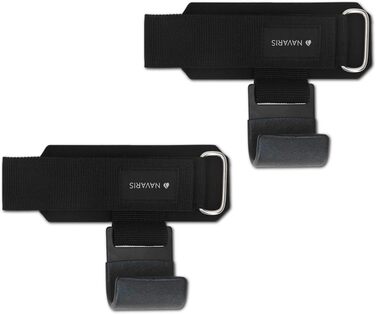 Набори для тяги Navaris з гачками для силових тренувань - захист суглобів, фітнес, бодібілдинг - професійні ремені для важкої атлетики з металевими гачками, чорний