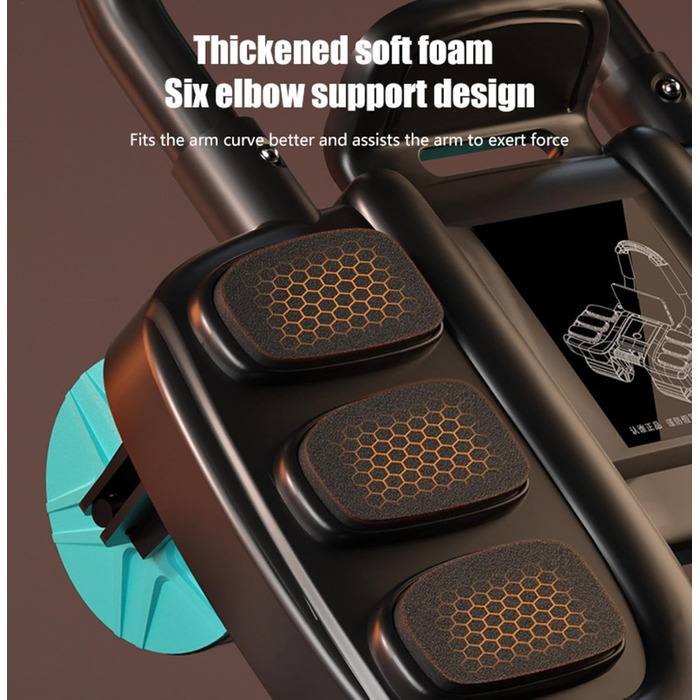 Колесо для пресу Ab Roller Wheel, тренажер для пресу з 4 колесами, для зміцнення м'язів кора, автоматичний відскок, чорний