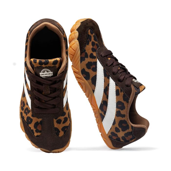 Босоніжні кросівки Retro Sneaker унісекс — легке мінімалістичне взуття для трейлу та прогулянок, дихаючі прогулянкові кросівки з антиковзаючим протектором, леопардовий принт, 40 EU