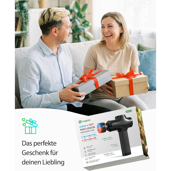 Масажер для тіла з охолодженням та підігрівом, тихий масаж глибоких м'язів проти болю в шиї та спині, LCD дисплей, ергономічний ручний масажер для дому та фітнесу, з сумкою