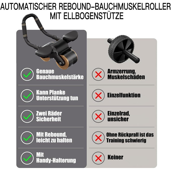 Ролер для пресу AouiSton з автоматичним пружним поверненням та подвійними колесами, чорно-золотий