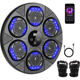Музична боксмашина Lishetimig для стін, Bluetooth, LED-підсвітка, 7 режимів швидкості, боксерські рукавички для дорослих та дітей, тренування вдома та в офісі