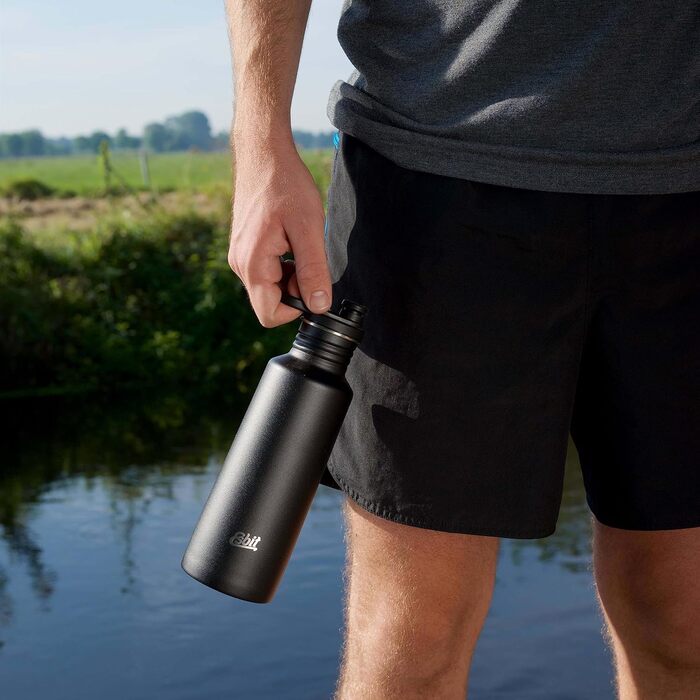 Пляшка для води Esbit Pictor 750 мл, спортивна, чорна, з кришкою Sport & Loop