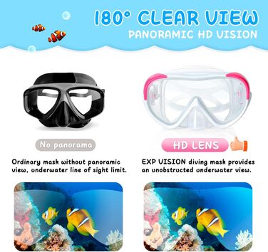 Дитячі окуляри для плавання Kinder Taucherbrille 180° Anti-Fog, маска для снорклінгу з носовою перегородкою, для підлітків 4-15 років, білі
