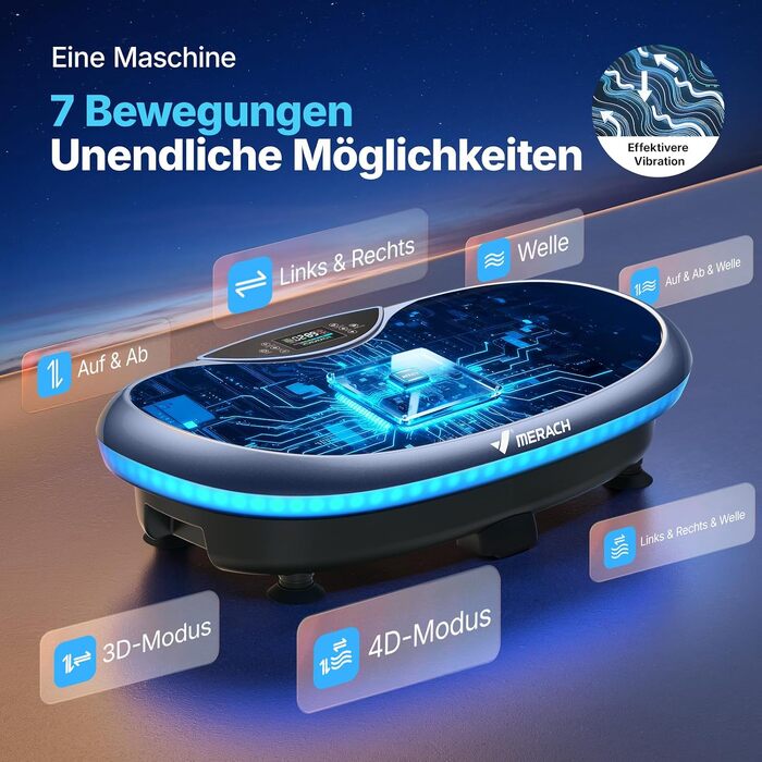 Віброплатформа MERACH CV55 4D для схуднення та масажу, синя