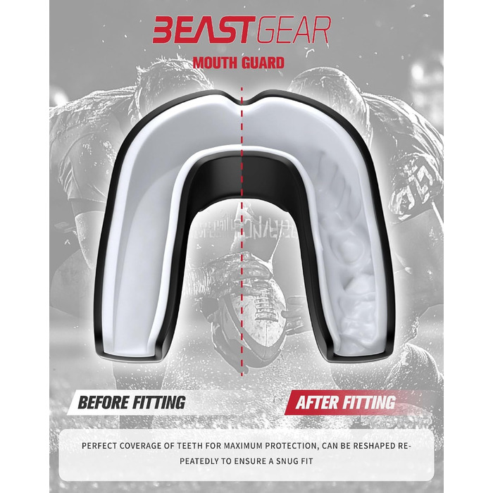 Захист для зубів Beast Gear - для боксу, ММА, регбі, кікбоксингу, дзюдо, карате, хокею та бойових мистецтв. Зручна коробка для зберігання. Захищає зуби, ясна та щелепу.