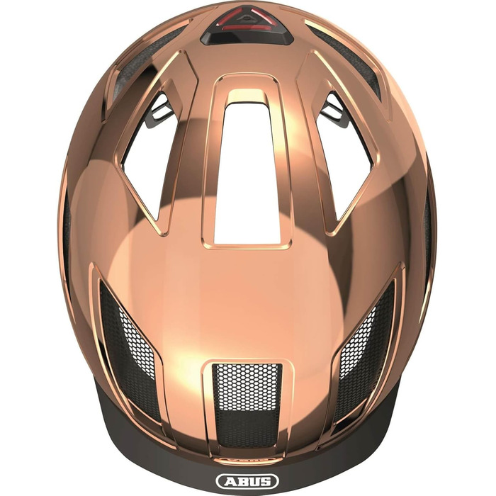 Велосипедний шолом ABUS Hyban 2.0 з LED-ліхтарем, ABS-оболонка, для дорослих, бронзовий (chrome rosé), розмір M (52-58 см)