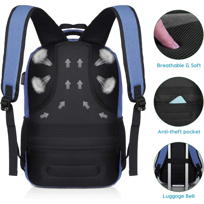 Рюкзак для ноутбука YAMTION 35L з USB, водонепроникний, для чоловіків і жінок, шкільний