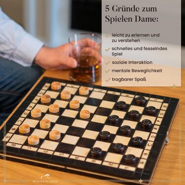 Шахи та шашки Master of Chess Olympic 35 см, турнірний набір з дерева, вишня, для дорослих і дітей