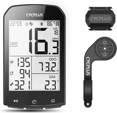 CYCPLUS GPS велосипедний комп'ютер бездротовий, водонепроникний велоспідометр і одометр, ANT+ тacho з підсвіткою, 7,4 см LCD, моделі M1+Z1+C3