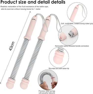 Бійцівське канат Ropeless для фітнесу, регульований, портативний, для дому, для тренувань всього тіла та спалювання жиру, 2 шт (Рожевий)