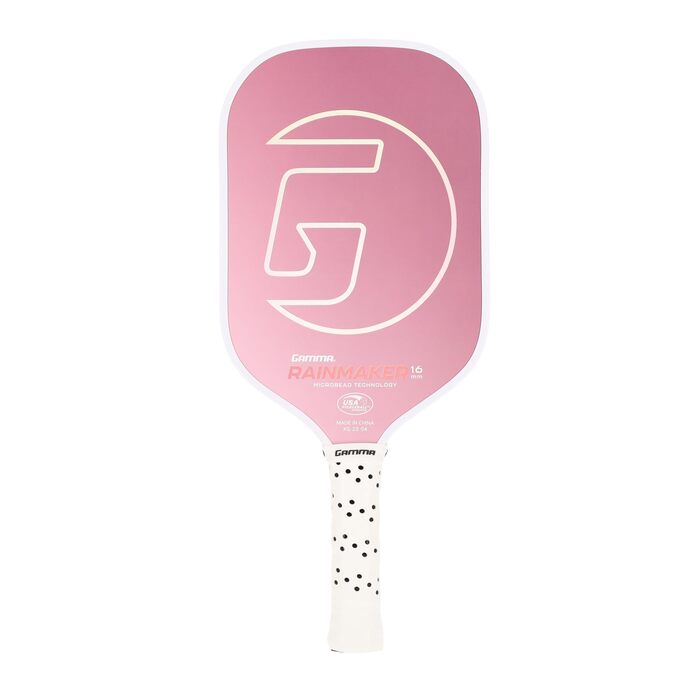 GAMMA Rainmaker - ракетка для піклболу: легка, велика зона удару, карбонове покриття з мікроперлин для обертання та контролю, демпфуючий грип, регульована вага, 6 кольорів (рожевий)