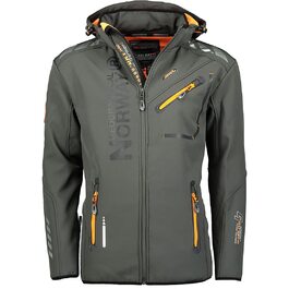 Чоловіча водонепроникна куртка-софтшелл Geographical Norway Royaute з капюшоном, тактичний вітрозахисний outdoor-пальто для гірських походів та лиж, темно-сіра (L)