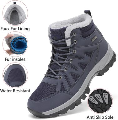Чоловічі зимові черевики FLARUT: теплий підклад, для хайкінгу, трекінгу, снігоступи, зимові черевики, хайкінг, снігоступи, Outdoor (Синій, 40 EU)