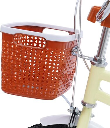 Дитячий велосипед 14 дюймів у стилі ретро з додатковими колесами, заднім сидінням та кошиком, регульована висота, для дітей 3-7 років, бежевий