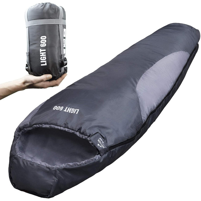 Сплячий мішок Explorer® Light 600 - Ultraleicht, 210x75x50 см, -2°C до +14°C, 700 г, 120 г/м², сірий/світло-сірий