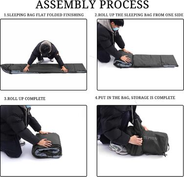 Спальний мішок 3-4 сезони для дорослих та дітей - легкий, водонепроникний, для кемпінгу та подорожей (86.61''x31.49'', темно-сірий)