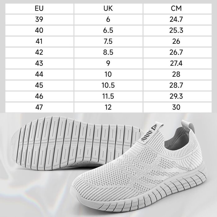 Сліпони чоловічі без шнурівки, спортивні кросівки сірого кольору, дихаючі, для ходьби та бігу, розмір 45 EU