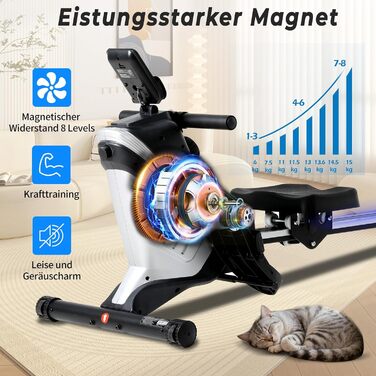 Гребний тренажер ISE для дому з магнітною системою, LCD-дисплеєм та 8 рівнями опору. Тиха гребна машина для кардіотренувань, ідеальна для домашнього спортзалу.