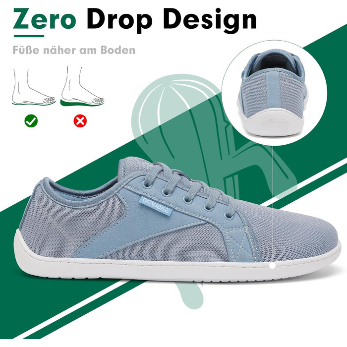 В'язані босижні черевики SAGUARO Unisex з широкою передньою частиною та без підйому, Luck Ⅰ, розмір 36-48 (38 EU, блакитний)