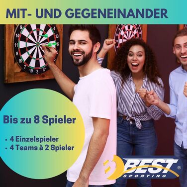 Електронна дартс-мішень Best Sporting Chester 2 з LCD-дисплеєм, 6 дротиками та змінними наконечниками, для 4 гравців, високоякісний автоматичний дартс