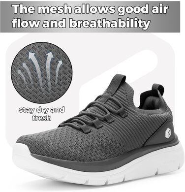 FitVille Кросівки Slip-On для чоловіків, широкі, спортивні, легкі, дихаючі, для бігу, фітнесу, активного відпочинку, залу, сірі, 44 EU