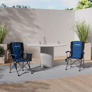 XGEAR Складний стілець, туристичний, для відпочинку на природі, з підлокітником та кишенькою, для риболовлі, фестивалів, пікніків (блакитний)