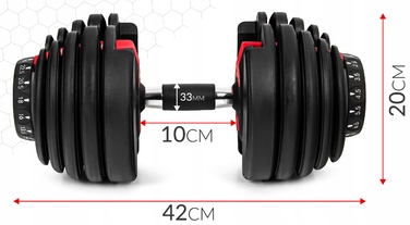 Регульовані гумовані гантелі Sapphire, 1 x 24 кг